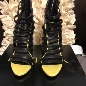 Black and neon strappy sandal